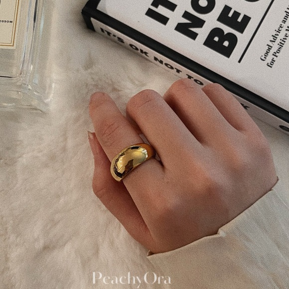 CLOSING SALE! Gold Plated Wide Dome Ring - Picture 4 of 11